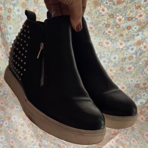 Black Faux Leather Sneakers Lifted